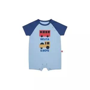 벨리타앤보이즈 베이비 블루 버스 앤 트럭 컬러 블록 숏 점프수트 BB5ABS01BL