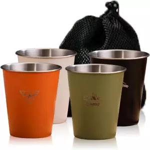 피크닉 하이킹 낚시 서핑 내구성이 뛰어나고 가벼운 캠핑 컵에 적합한 NPJGKY 4pcs 12oz 세트 스테인리스