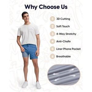 컴프레션 라이너가 클래식 남성 7인치 캐주얼 있는 마직 카키 반바지