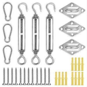 직사각형 삼각형 그늘막 돛용 33개 선쉐이드 하드웨어 키트 - 6인치에서 8인치로 접을 수 있는 304 해상
