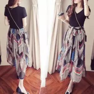 [옷은날개] 투피스st 원피스 무지티 안감 플레어 스커트 하객룩