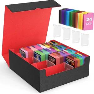 MoKo 트레이딩 카드 보관함 3000 MTG 덱 박스 24개의 다채로운 칸막이와 4개의 지지대 매직 게임 YugiOh