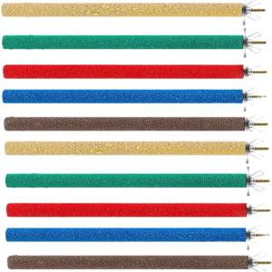 앵무새 농어 스탠드 10개 새 장난감 다채로운 발 갈기 스틱 케이지 액세서리 코카티용 나무 잉어