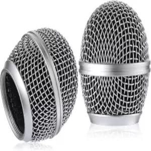 마이크 헤드 교체 커버 윈드스크린 팝 필터 볼 메쉬와 슈어 SM58 2개 실버용 내부 폼 그릴 포함