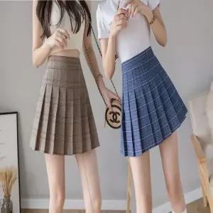 체크무늬 치마바지 여자 미니 페이크 플리츠 스커트
