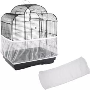 버드케이지 나일론 메쉬 네트 커버 가드 애완 새 앵무새 새장 씨앗 캐처 부드러운 통풍 스커트 M 사이즈