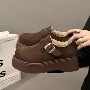 여자 겨울 러블리 신발 미들부츠 통굽송편슈즈 기모 부츠 로퍼 퍼 면화 다올4