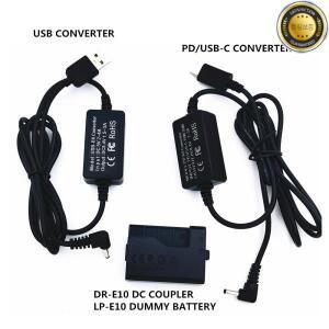 USB 변환기 + PD DR-E10 더미 배터리 Canon EOS 1100D T3 eos 2000d