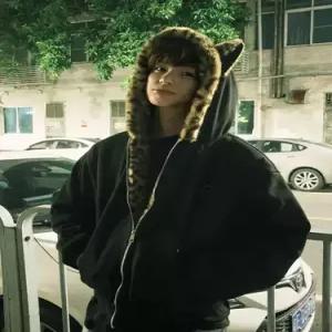 동계 세무 레오파드자리 점퍼 귀여운 산수리 야상 토끼 다운 후드 도톰하고 귀 남성패션 DL4