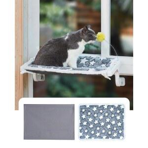 SVD PET 고양이 창틀 침대 드릴링 없는 설치 금속 프레임 견고한 흡입 시트 커버 해먹