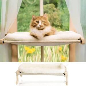 접이식 고양이 창문 퍼치 튼튼한 프레임 플러시 커버 포함 나사 고정 익스텐더 해먹 침대