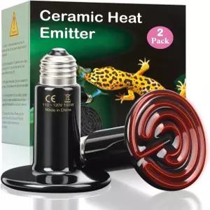 파충류용 2팩 100W 세라믹 열 방출기 - 수염 도마뱀 이구아나 E26 소켓용 야간 전구 없음