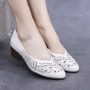 빈티지 여름 여친 웨지 샌들 펀칭 가죽 웨지힐 통기성 슈즈 풀오버 리얼 스틸레토 admr5