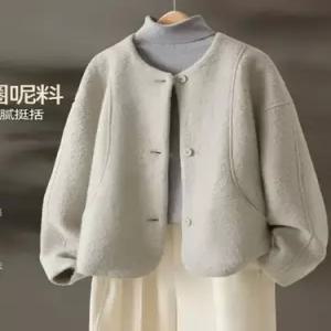 여친 모직 겨울 트렌디 아이템 코트 부클 반 라운드 HT4