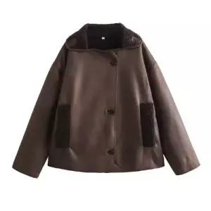 캐주얼 일체형 터틀넥 털 여자가죽자켓 코트 양면 점퍼 봄가을 ible3