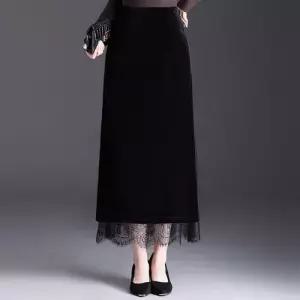 미에스틸로 치마 여성용 가을 A라인 일자 시폰 레이스 쉬폰 벨벳 ADOR3