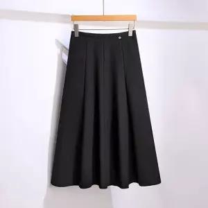 미에스틸로 치마 여성용 미디 가을 하이웨스트 슬림핏 시폰 A라인 쉬폰 플리츠 ADOR3
