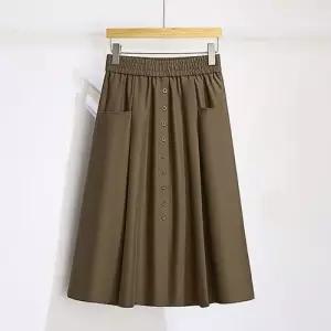 미에스틸로 여사친 스커트 미디 캐주얼 가을 쉬폰 시폰 허리밴딩 플리츠 A라인 ADOR3