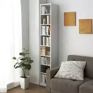코너 책장 슬림 폭좁은 틈새 거실 수납장 조립식 인테리어 북쉘프 전면 디스플레이