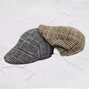 [콩심팥심]남성 헌팅캡 겨울 따뜻한 중년 모자 체크 스타일
