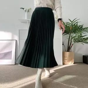 여성 플리츠 주름 롱스커트 밴딩 주름 치마 -WSK0199- 봄 가을