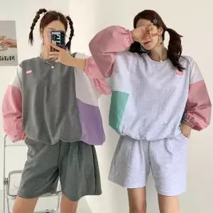 여성 88까지 바스락 바람막이 맨투맨 반바지 트레이닝 세트 츄리닝 셋업 -WPST0414- 봄 여름