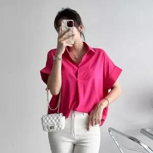 여성 심플 무지 카라 반팔 셔츠 블라우스 남방 -WBL0022- 여름