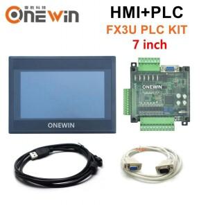 HMI 터치 스크린 패널, FX3U 시리즈 PLC 산업용 제어 보드, 다운로드 통신 케이블, ONEWIN, 7 인치