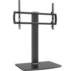 [미국배송] 유니버설 스위블 TV 스탠드 /베이스 테이블 상판 40~86인치 110도 스위블 5레벨 높이 조절 가능 헤비 듀티 강화 유리 베이스 132파운드 화면 유지 HT04B-003