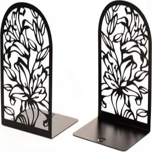 홈 오피스 헤비 북스 장식용 북스탑 릴리 플라워 블랙을 위한 CNK 프리미엄 북엔드