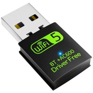 [미국배송] USB WIFI 블루투스 어댑터 600MBPS 듀얼 밴드 2.4 / 5GHZ 무선 네트워크 외부 수신기 PC 노트북 데스크톱용 미니 동글