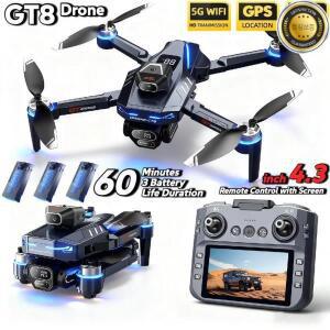 핫세일 LSRC GT8 드론 4K 프로페셔널 듀얼 카메라 FPV GPS 브러시리스 모터 옵티컬 플로우 호버링 폴딩 쿼