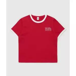 르꼬끄 LECOQ 여성 선데이 크롭 반팔티 - 레드 QR122LRS33 QR122LRS33_DRD0 459469