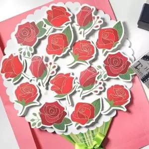 [문구] 대형 장미꽃 롤링페이퍼 카드 2P 감사 특별한 편지지