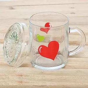 손잡이컵 글라스락 천사하트 뚜껑머그컵