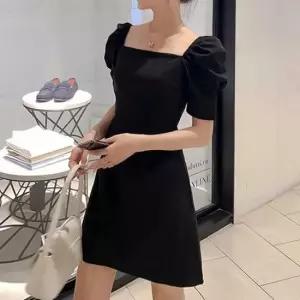 [옷은날개] 오프숄더 볼륨 퍼프소매 블랙 미니원피스 포인트룩