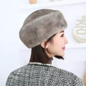 여성 밍크털모자 통밍크 겨울 방한 유럽 패션 모피 베레모 귀달이