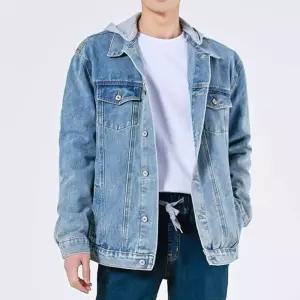 남자 청자켓 후드 워싱 단추 데일리 데이트