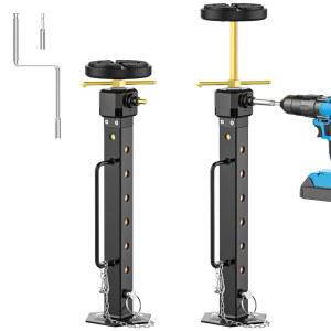 업그레이드된 RV 트레일러 스태빌라이저 잭, 17-37인치 캠퍼 슬라이드 아웃, 파티오용 고무 패드, 알루미늄 기어 박스(전기 드릴 조정), 최대 5,000파운드까지 지원하는 서포트