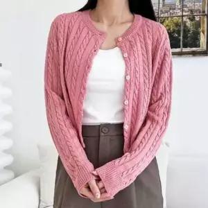 [SBD] 크롭 긴팔 코디 꽈베기 가디건 라운드넥 여성 데일리