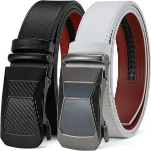 두파이 남성 가죽 래칫 벨트 2팩 조절 가능한 클릭 세트 드레스 캐주얼 커스텀 핏 1 3/8인치 35mm - 트림