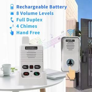 무선 음성 이중 인터콤 초인종 하우스 홈 오디오 200M 충전식 배터리 아파트 룸  사무실