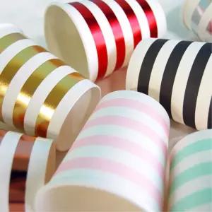 파티 행사장 메탈릭 줄무늬 종이컵12P 어린이집 소풍 학원 공원
