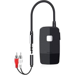 iDIGMAL 고급 블루투스 5.4 가정용 스테레오 수신기, 유선 스피커 차량용 음악 스트리밍용 무선 오디오 어댑터, 3.5mm RCA 잭, 20시간 재생 시간, 슬라이드 켜기/끄기 쉬운 멀티포인트 제공