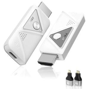 무선 HDMI 송신기 및 수신기, 328FT / 100M 플러그 앤 플레이 휴대용 익스텐더 키트, 4K 디코드 1080P 출력 2.4G 5G 안정적인 신호로 노트북 TV 박스에서 오디오 비디오를 모니터링할 수 있습니다