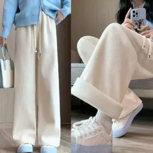 여성 겨울 기모바지 코듀로이 와이드핏 밴딩 일자바지 2색