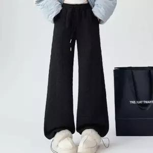 여성 겨울 누빔바지 퀄팅 기모안감 따뜻한 와이드팬츠 3색