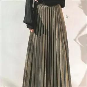 롱 파티룩 주름스커트 플리츠 롱치마 화려한 반짝이 밴딩