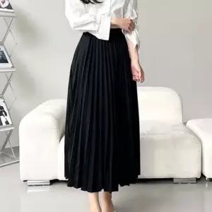 여성 허리 밴딩 플리츠 롱 스커트 주름 치마