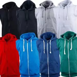 남성 후드 조끼 민소매 집업 특양면 남여공용 후드 조끼 봄가을 겨울 여성